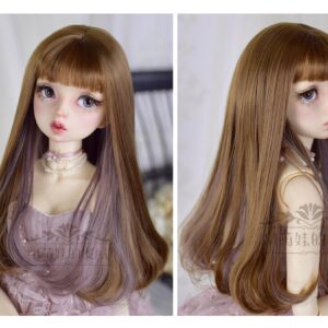 Custom Two-Color Mixing BJD Long Wig with Bangs for 1/3, 1/4, 1/6 Dolls