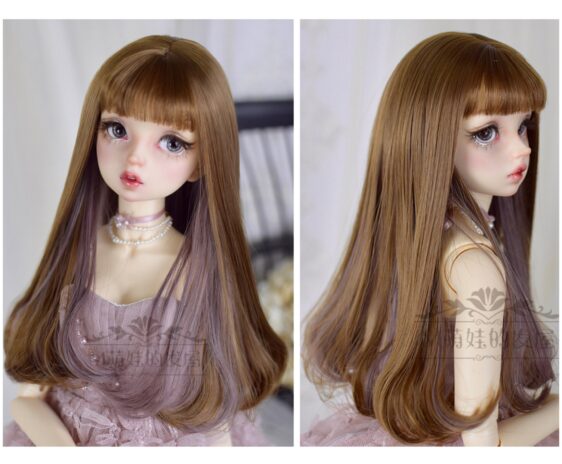 Custom Two-Color Mixing BJD Long Wig with Bangs for 1/3, 1/4, 1/6 Dolls