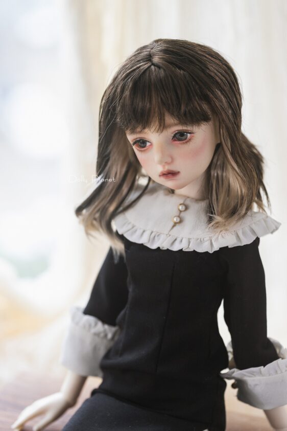 Cute Short BJD Wig with Bangs – Wavy Curly Doll Hair