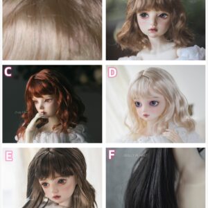 Cute Short BJD Wig with Bangs – Wavy Curly Doll Hair