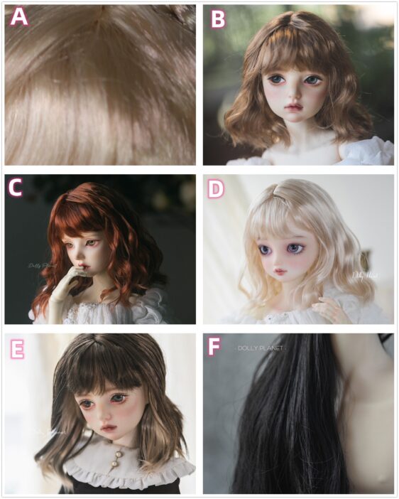 Cute Short BJD Wig with Bangs – Wavy Curly Doll Hair