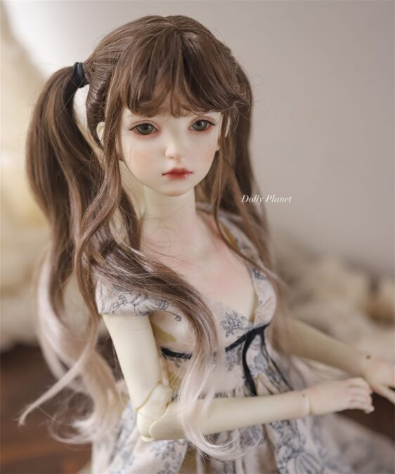 Double Ponytail BJD Wig with Bangs – Long Curly & Wavy Hair for 1/3, 1/4, MSD Dolls