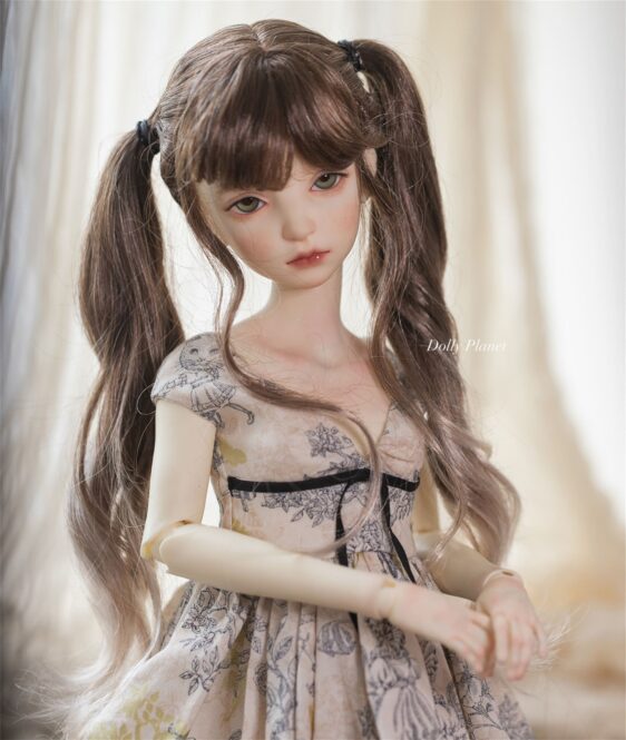 Double Ponytail BJD Wig with Bangs – Long Curly & Wavy Hair for 1/3, 1/4, MSD Dolls