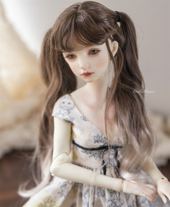 Double Ponytail BJD Wig with Bangs – Long Curly & Wavy Hair for 1/3, 1/4, MSD Dolls