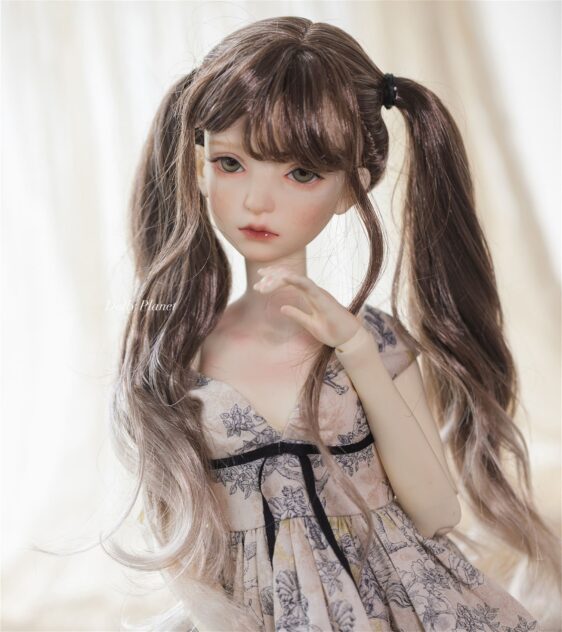 Double Ponytail BJD Wig with Bangs – Long Curly & Wavy Hair for 1/3, 1/4, MSD Dolls