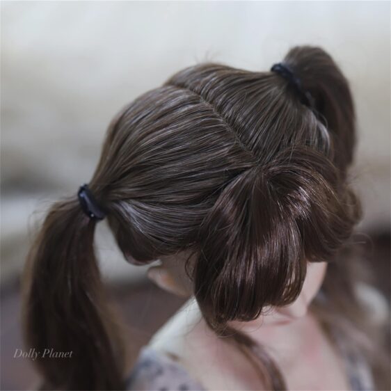 Double Ponytail BJD Wig with Bangs – Long Curly & Wavy Hair for 1/3, 1/4, MSD Dolls