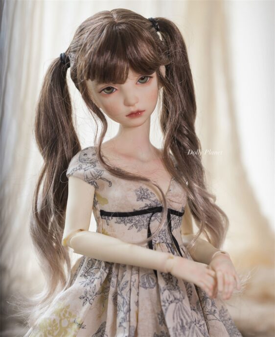 Double Ponytail BJD Wig with Bangs – Long Curly & Wavy Hair for 1/3, 1/4, MSD Dolls