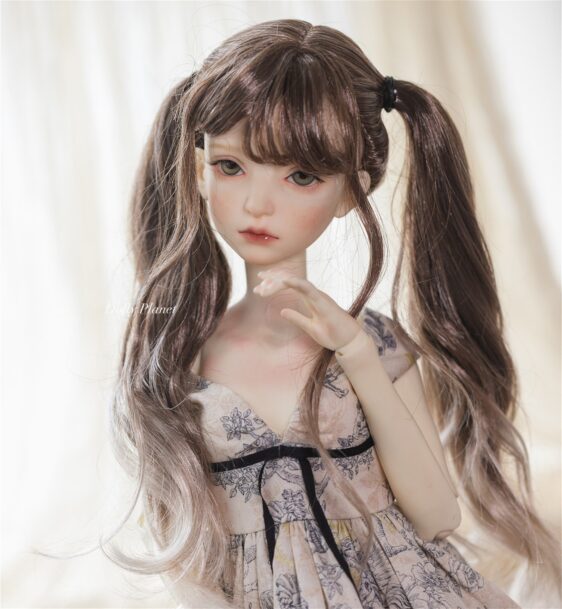 Double Ponytail BJD Wig with Bangs – Long Curly & Wavy Hair for 1/3, 1/4, MSD Dolls