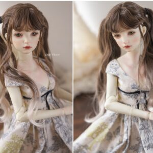 Double Ponytail BJD Wig with Bangs – Long Curly & Wavy Hair for 1/3, 1/4, MSD Dolls