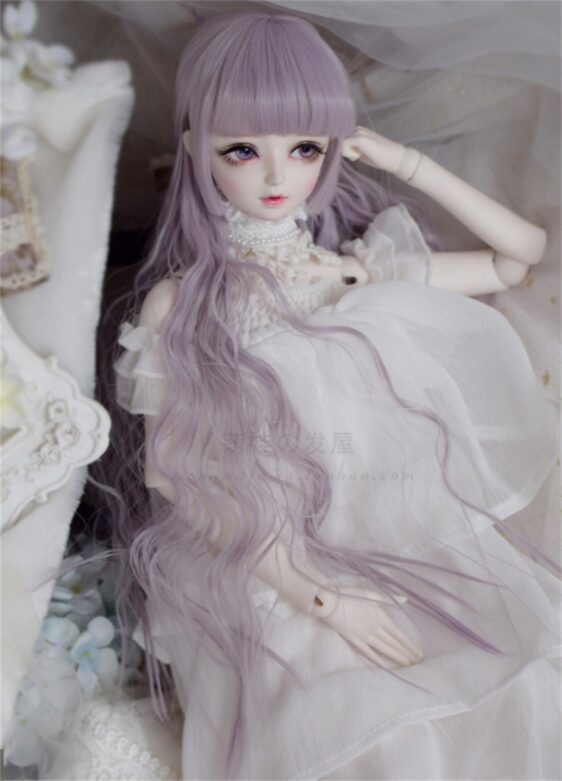 Long Curly BJD Wig with Bangs – Perfect for 1/3, 1/4, 1/6 Dolls