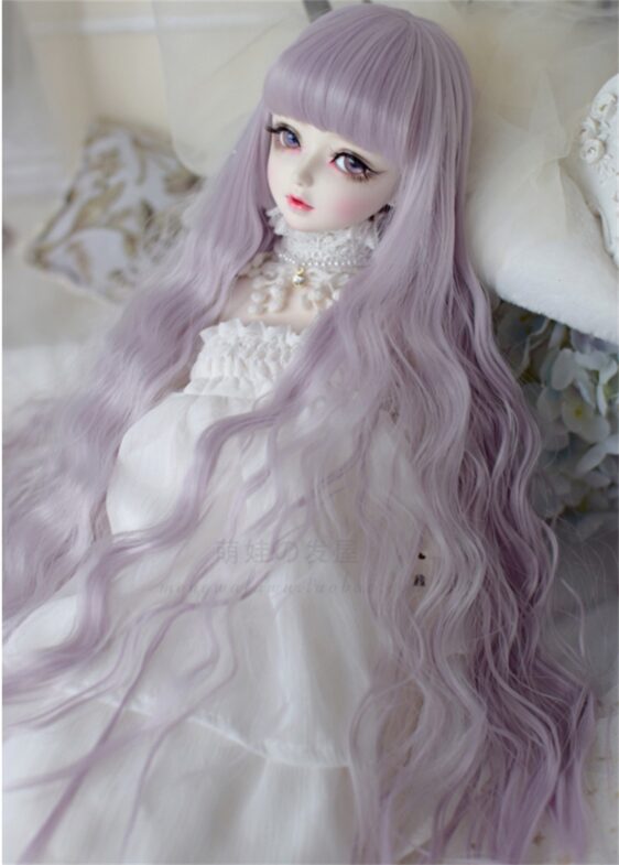 Long Curly BJD Wig with Bangs – Perfect for 1/3, 1/4, 1/6 Dolls