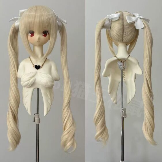 Mohair BJD Short Curly Wig – Removable Horsetail Design for 1/3, 1/4, 1/6, 1/8 බෝනික්කන්