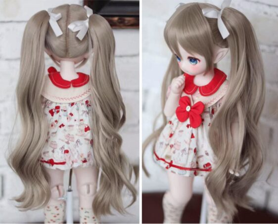 Mohair BJD Short Curly Wig – Removable Horsetail Design for 1/3, 1/4, 1/6, 1/8 බෝනික්කන්