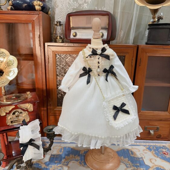 1/3 1/4 1/6 BJD Bow Tie Dress with Cross Skirt & Headband