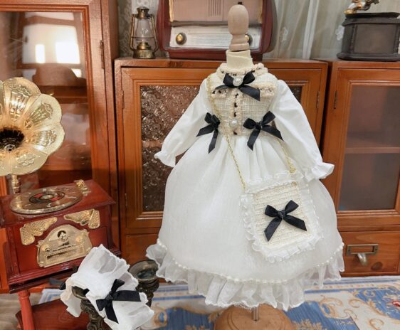 1/3 1/4 1/6 BJD Bow Tie Dress with Cross Skirt & Headband