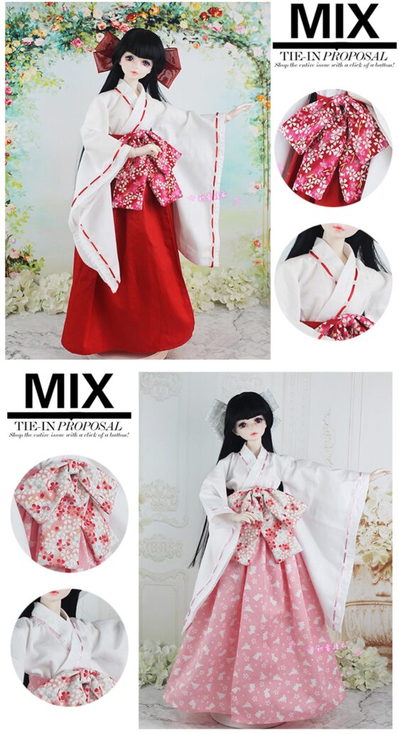 BJD Clothes Japanese Kimono for 1/3 SD Doll 1/4 Traditional Japanese Dress