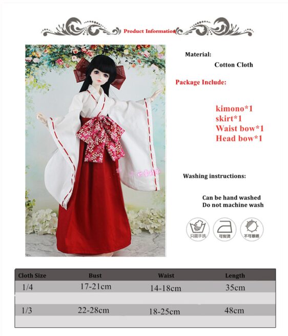 BJD Clothes Japanese Kimono for 1/3 SD Doll 1/4 Traditional Japanese Dress