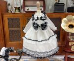 BJD Doll Black & White Yarn Bow Dress & Headband Set