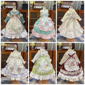 BJD Doll Chiffon Floral Dress & ชุดยางรัดผม