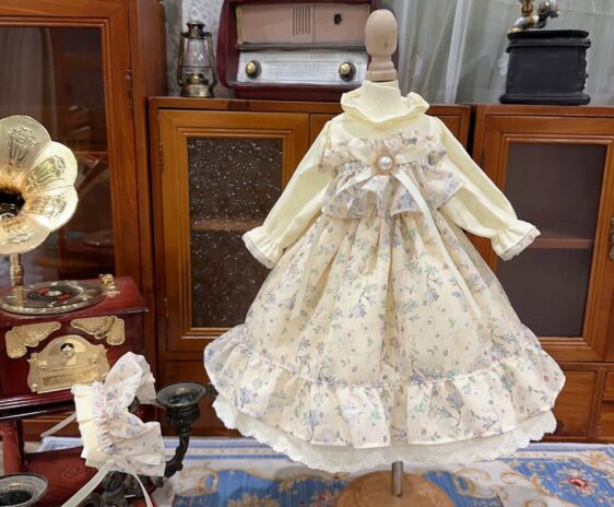 BJD Doll Chiffon Floral Dress & Hairband Set