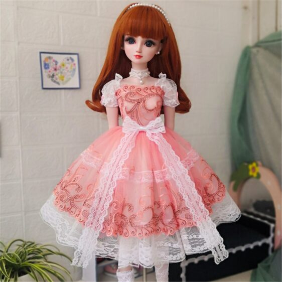 Bjd Doll Clothes Lolita Pink Dress Lolita Court Dress for 1/3 BJD Mdd