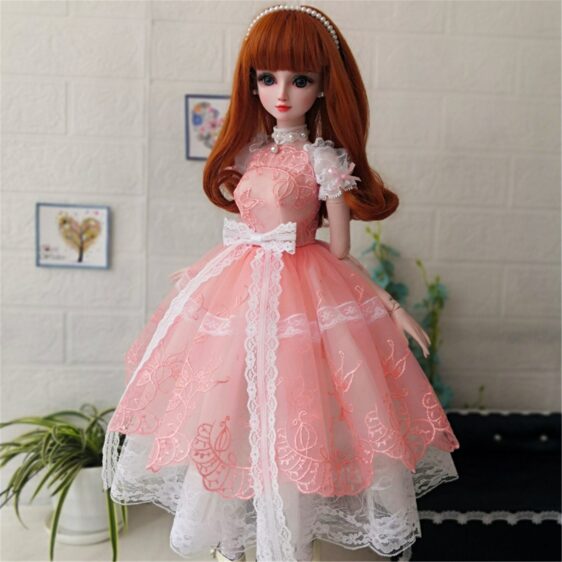 Bjd Doll Clothes Lolita Pink Dress Lolita Court Dress for 1/3 BJD Mdd