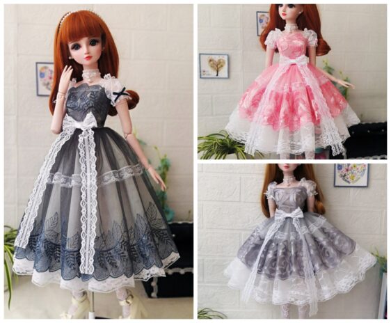 Bjd Doll Clothes Lolita Pink Dress Lolita Court Dress for 1/3 BJD Mdd