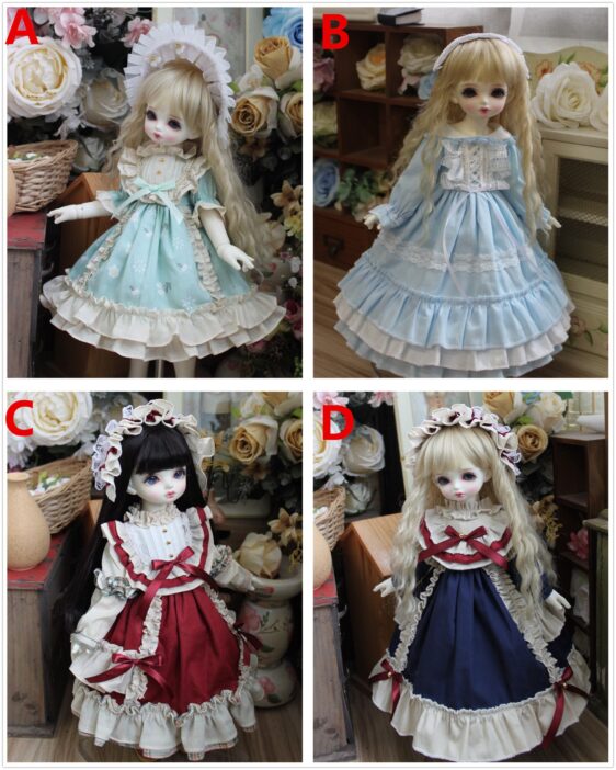 BJD Dolls – SD Dress & Headdress Set for 1/6, 1/4, 1/3, Blythe Dolls