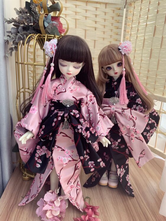 BJD Japanese Kimono – Elegant Doll Outfit for 1/3, 1/4, 1/6 Dolls