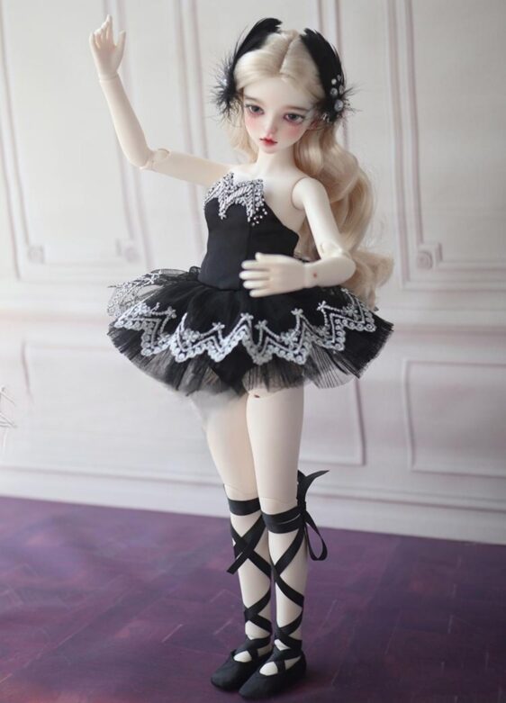 BJD Little Swan Ballet Dress – Elegant Ballet Outfit with Wings & Shoes for Dolls