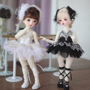 BJD Little Swan Ballet Dress – Elegant Ballet Outfit with Wings & Shoes for Dolls