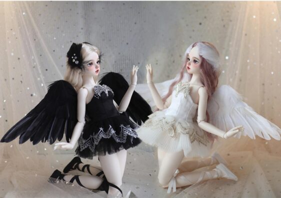 BJD Little Swan Ballet Dress – Elegant Ballet Outfit with Wings & Shoes for Dolls