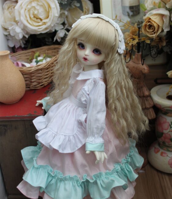 BJD Maid Dress & Headdress Full Set – Elegant Doll Outfit for 1/3, 1/4, 1/6 Dolls