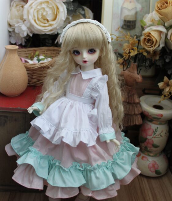 BJD Maid Dress & Headdress Full Set – Elegant Doll Outfit for 1/3, 1/4, 1/6 Dolls