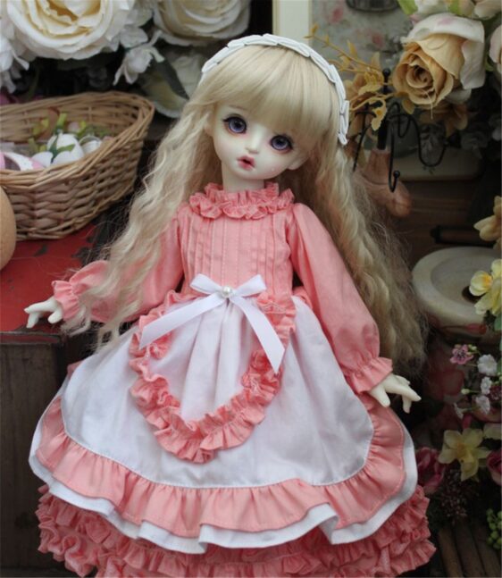 BJD Maid Dress & Headdress Full Set – Elegant Doll Outfit for 1/3, 1/4, 1/6 Dolls