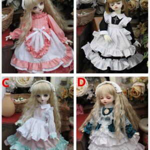 BJD Maid Dress & Headdress Full Set – Elegant Doll Outfit for 1/3, 1/4, 1/6 Bambole