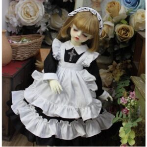 BJD Maid Dress & Headdress Full Set – Elegant Doll Outfit for 1/3, 1/4, 1/6 Dolls