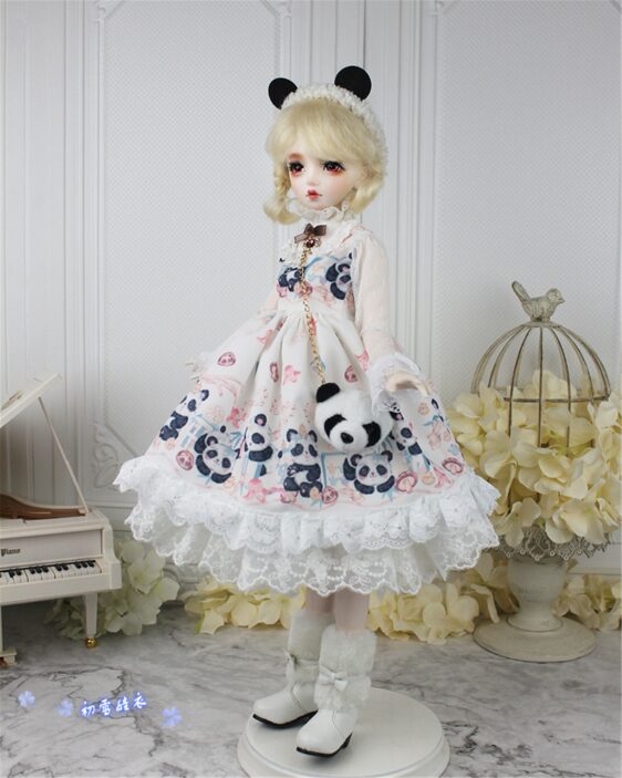 BJD Panda Lolita Dress – Cute Doll Outfit for 1/3, 1/4, 1/6 Dolls