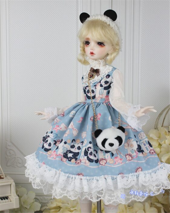 BJD Panda Lolita Dress – Cute Doll Outfit for 1/3, 1/4, 1/6 Dolls