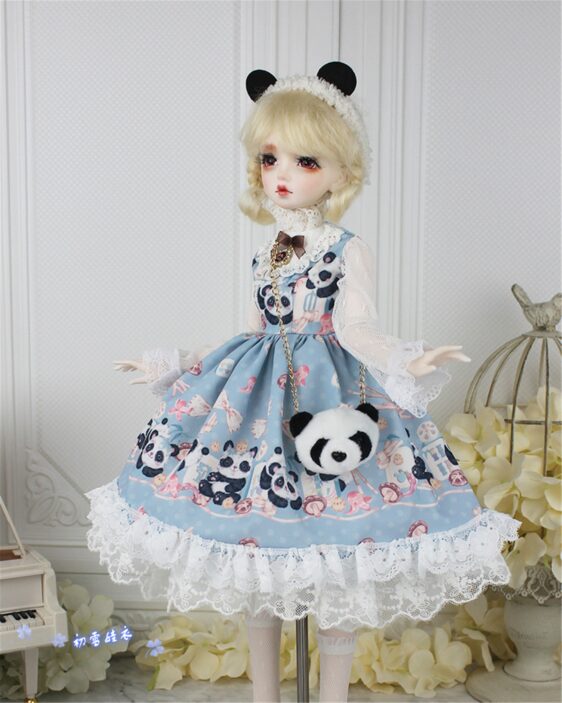 BJD Panda Lolita Dress – Cute Doll Outfit for 1/3, 1/4, 1/6 Dolls