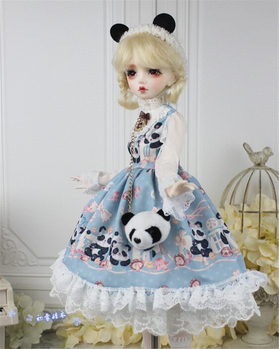 BJD Panda Lolita Dress – Cute Doll Outfit for 1/3, 1/4, 1/6 Dolls