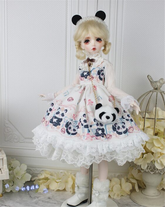 BJD Panda Lolita Dress – Cute Doll Outfit for 1/3, 1/4, 1/6 Dolls