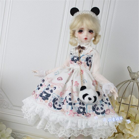 BJD Panda Lolita Dress – Cute Doll Outfit for 1/3, 1/4, 1/6 Dolls