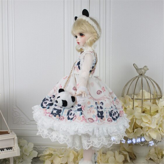 BJD Panda Lolita Dress – Cute Doll Outfit for 1/3, 1/4, 1/6 Dolls