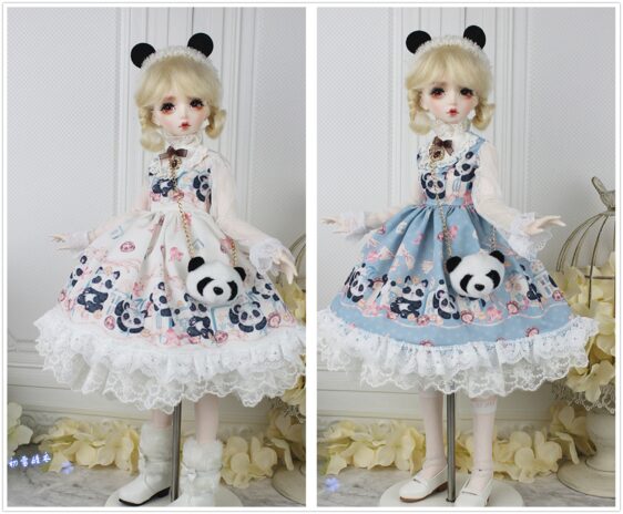 BJD Panda Lolita Dress – Cute Doll Outfit for 1/3, 1/4, 1/6 Dolls