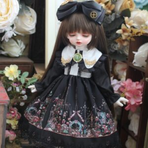 Black BJD Dress & Hairband Set for 1/4, 1/6, MSD Dolls