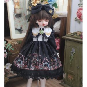 Black BJD Dress & Hairband Set for 1/4, 1/6, MSD Dolls