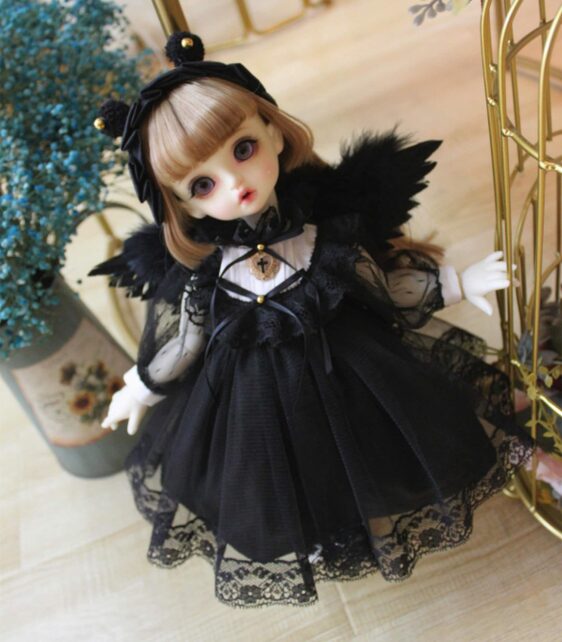 Black Devil Wings BJD Outfit for 1/6 1/4 1/3 Dolls – Fashion Doll Dress