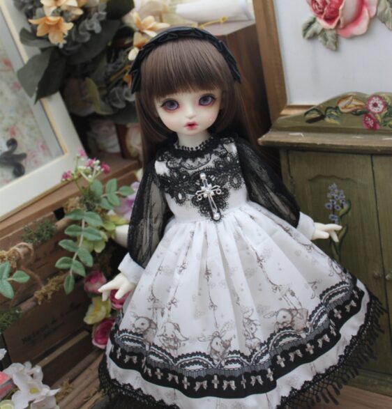 Black Dress & Hairband Set for BJD – 1/4, 1/6, MSD, ຢອດ, ເຄື່ອງນຸ່ງ doll Blythe