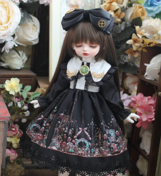 Black Dress & Hairband Set for BJD – 1/4, 1/6, MSD, ຢອດ, ເຄື່ອງນຸ່ງ doll Blythe